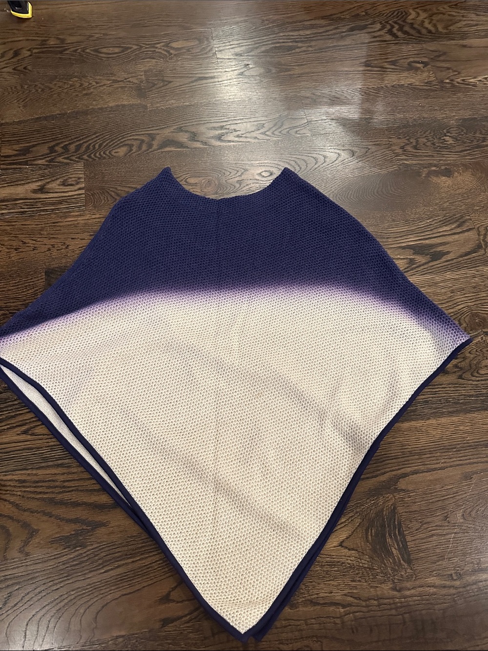Women's Gradient Knit Poncho Sweater - Navy and Cream Anthropologie